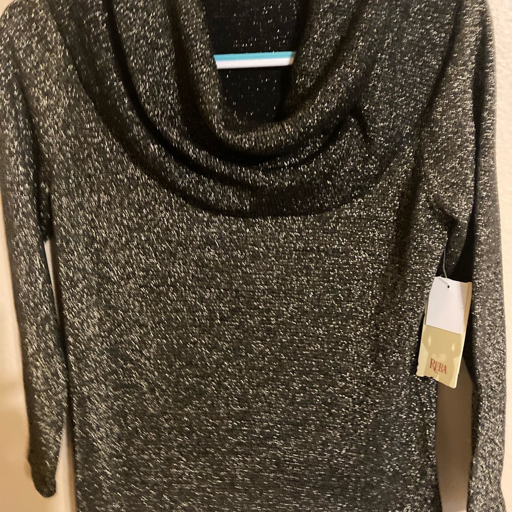 Reba Black and Gold Cowl Neck Sweater Small